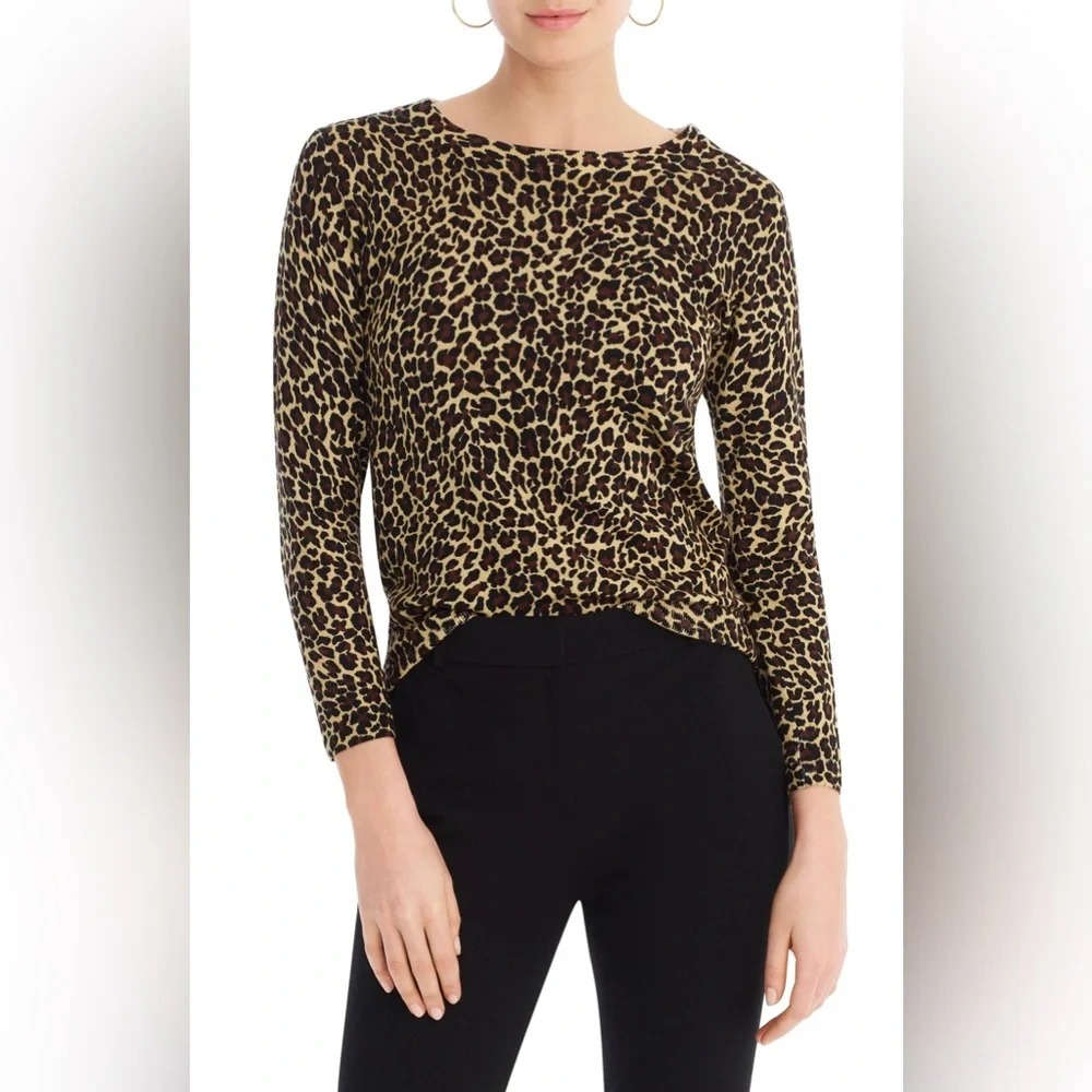J.Crew Classic Tippi Leopard Print Merino Wool Sweater Size X-Small